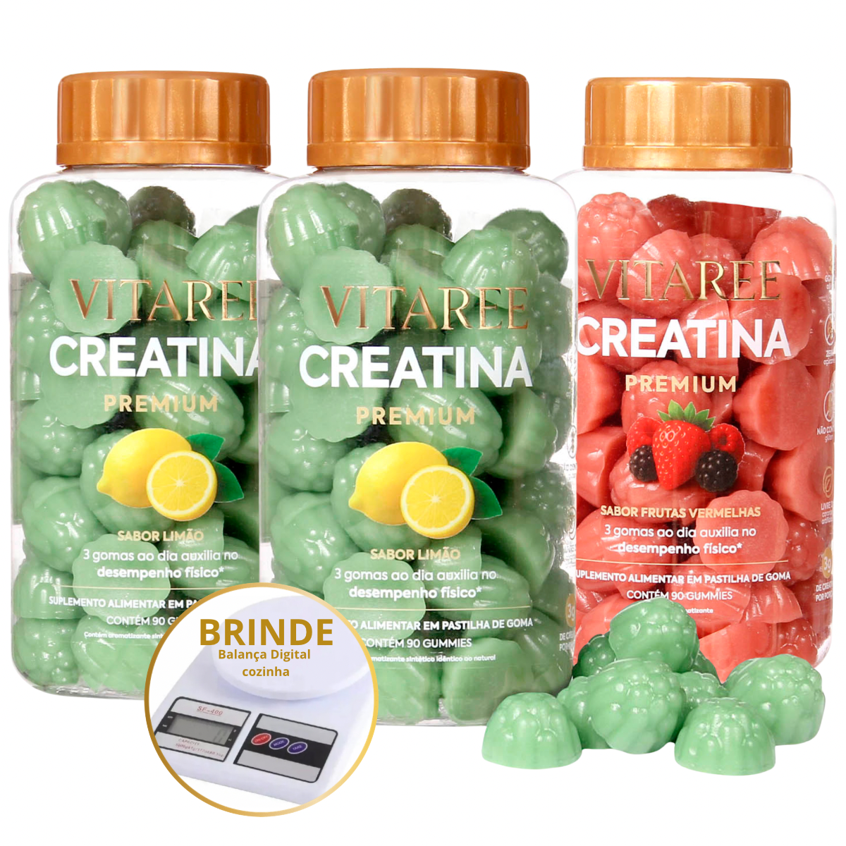 KIT CREATINA 90 DIAS – 2x LIMÃO + 1 FRUTAS VERMELHAS
🎁BRINDE
