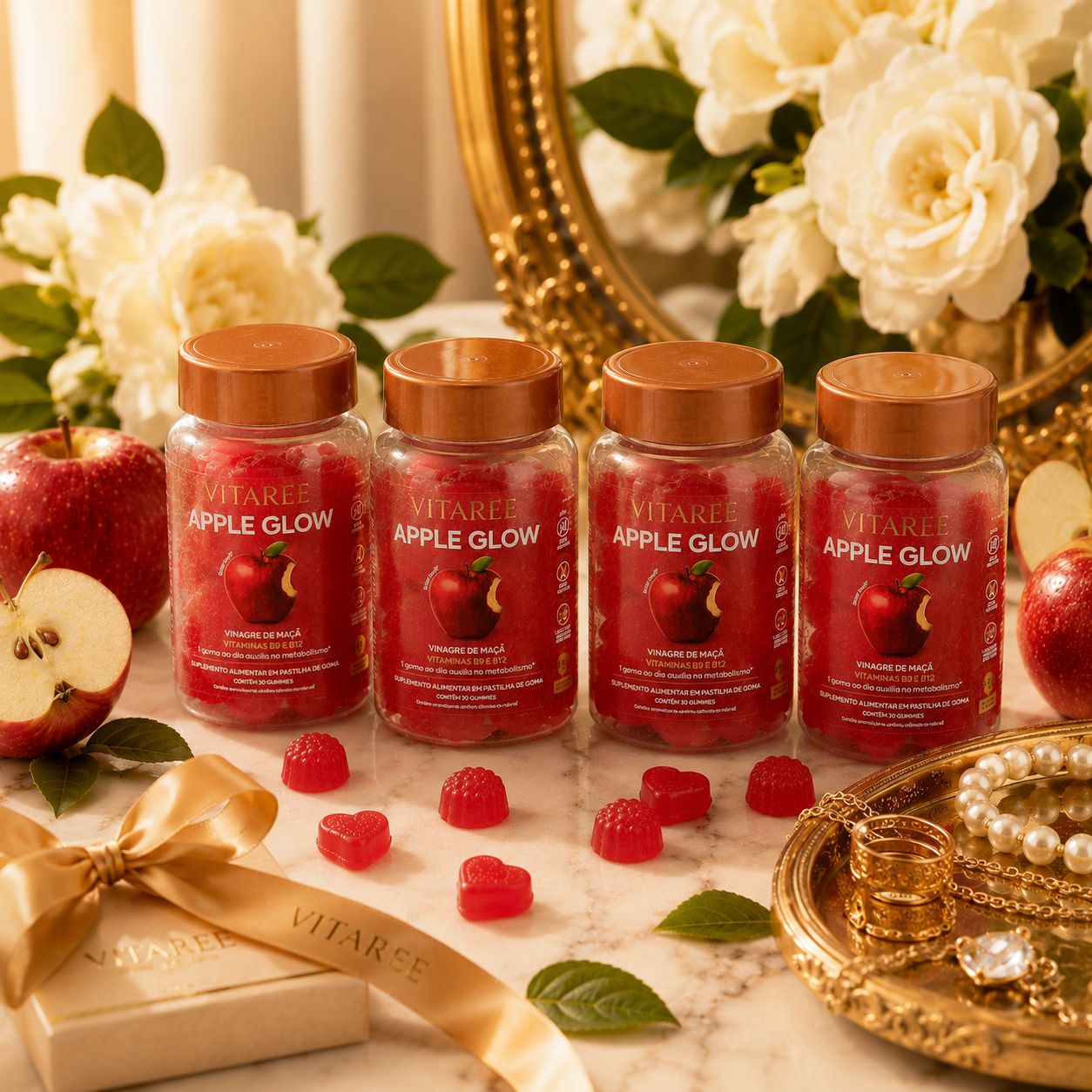 Vitaree Apple Glow — Leveza, Detox & Vitalidade · Vinagre de Maçã em Gummies
