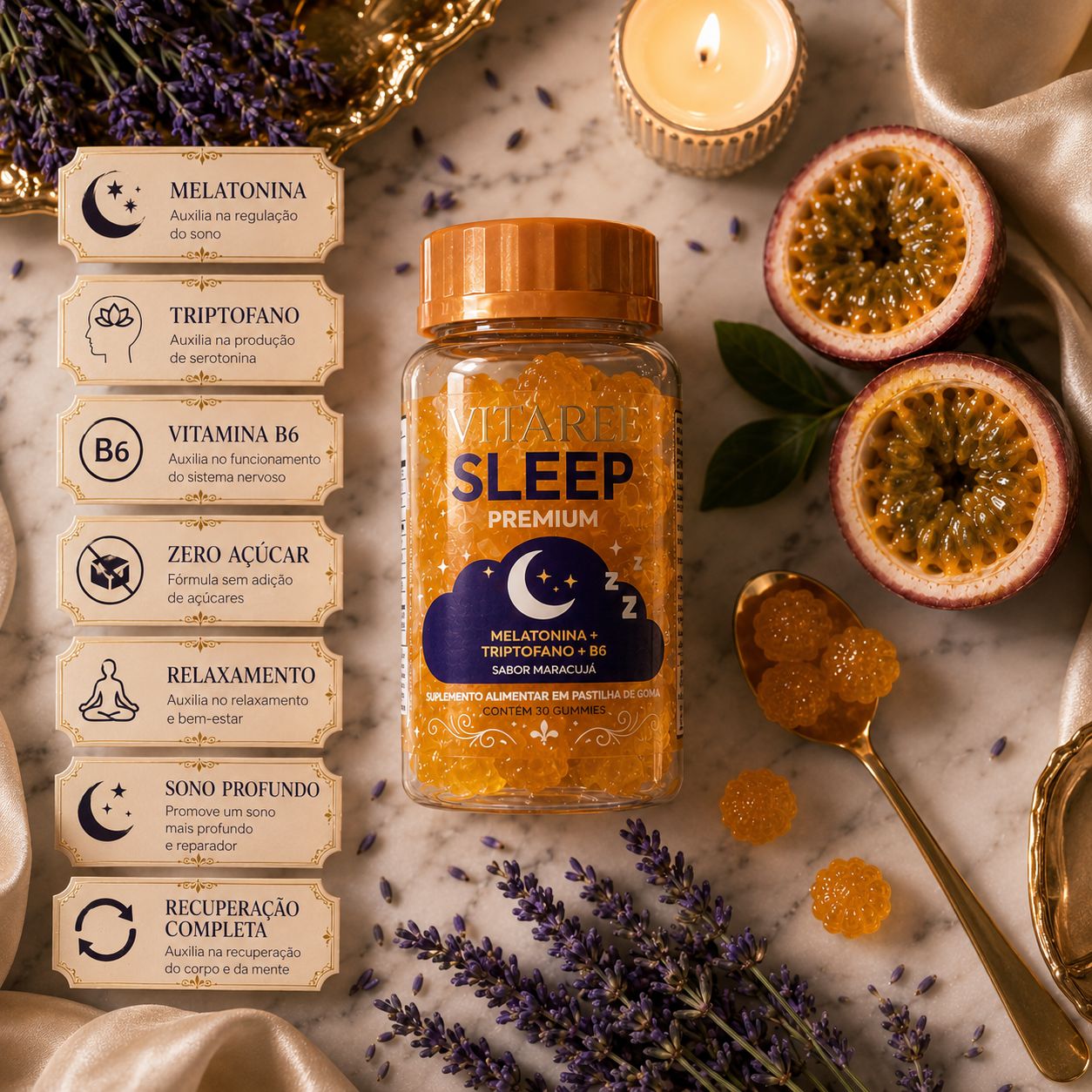 Vitaree Sleep Premium — Noites de Paz, Sono Profundo & Recuperação · Sabor Maracujá