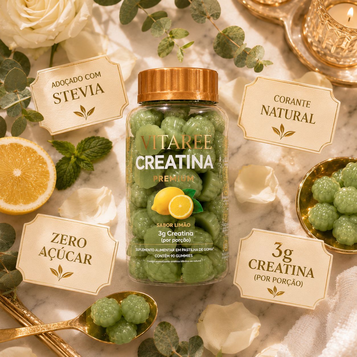 Vitaree Creatina Premium — Energia, Disposição & Corpo Bonito · Limão Siciliano